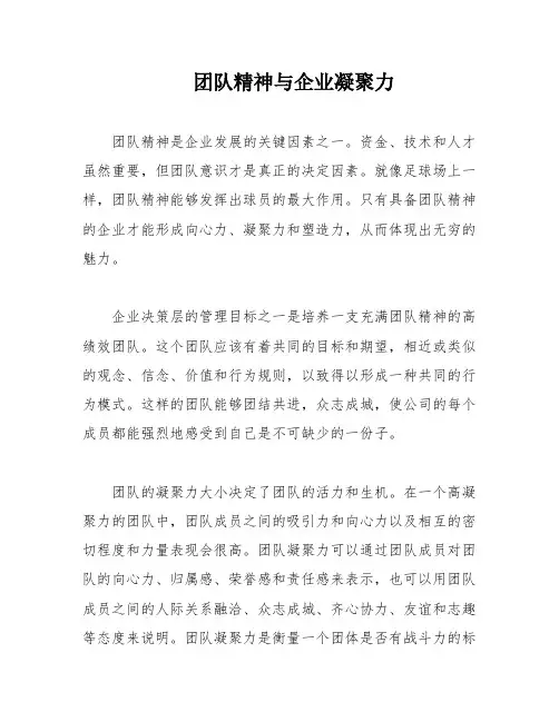 团队精神与企业凝聚力