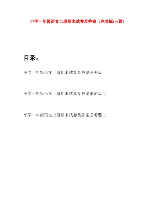 小学一年级语文上册期末试卷及答案完美版(三套)