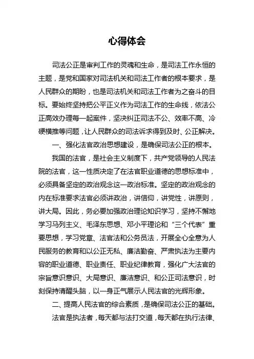 司法公正心得体会 3