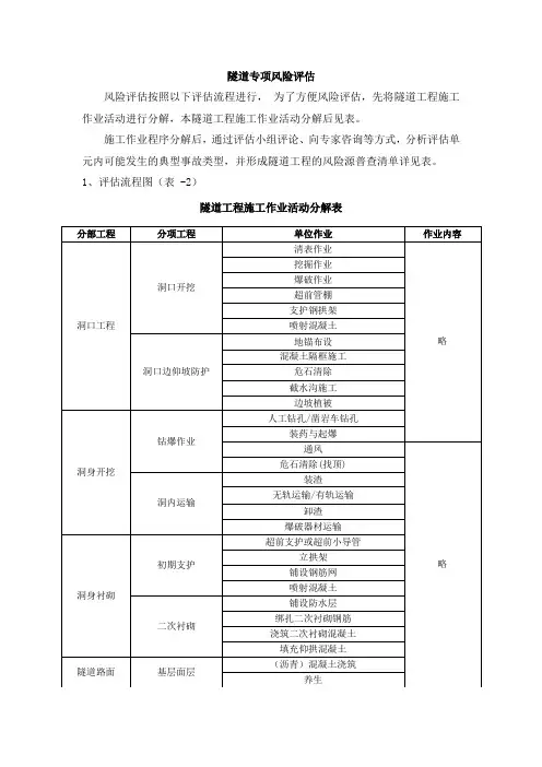 某隧道专项风险评估