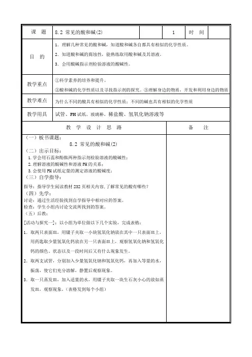 沪教版九年级下册初中化学《5.初识酸和碱 5.1生活中的酸和碱 酸、碱的组成和分类》_1