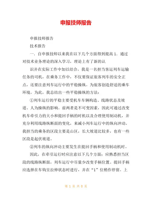 申报技师报告
