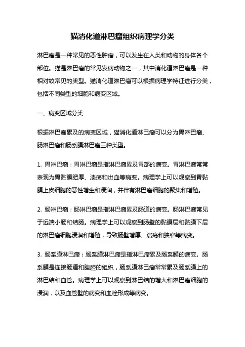 猫消化道淋巴瘤组织病理学分类