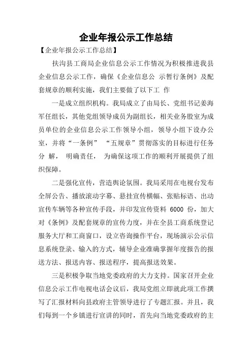 企业年报公示工作总结