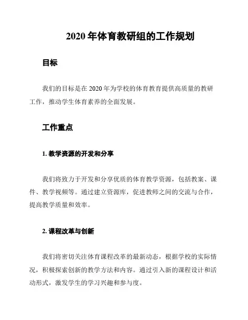 2020年体育教研组的工作规划