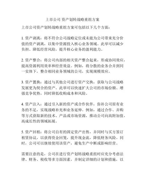 上市公司 资产划转战略重组方案