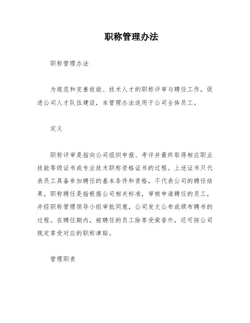 职称管理办法