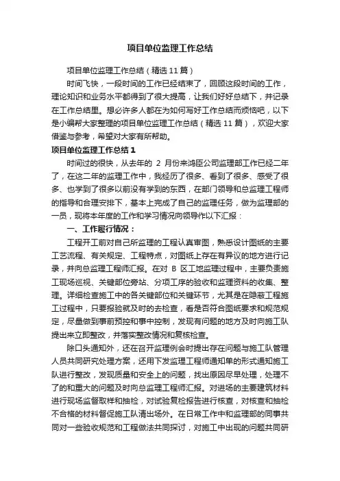 项目单位监理工作总结