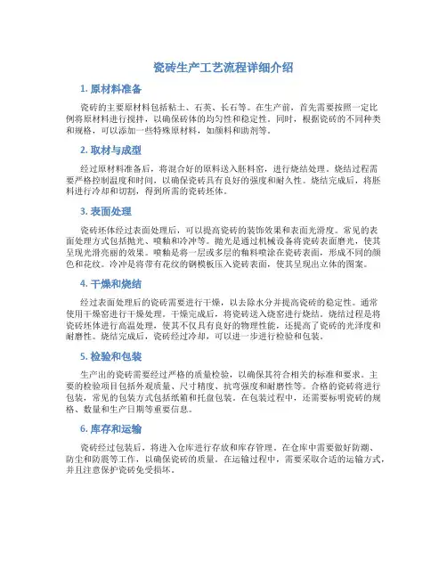 瓷砖生产工艺流程详细介绍