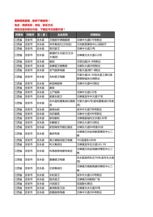 新版江西省吉安市吉水县橱柜企业公司商家户名录单联系方式地址大全38家