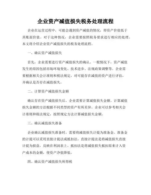 企业资产减值损失税务处理流程