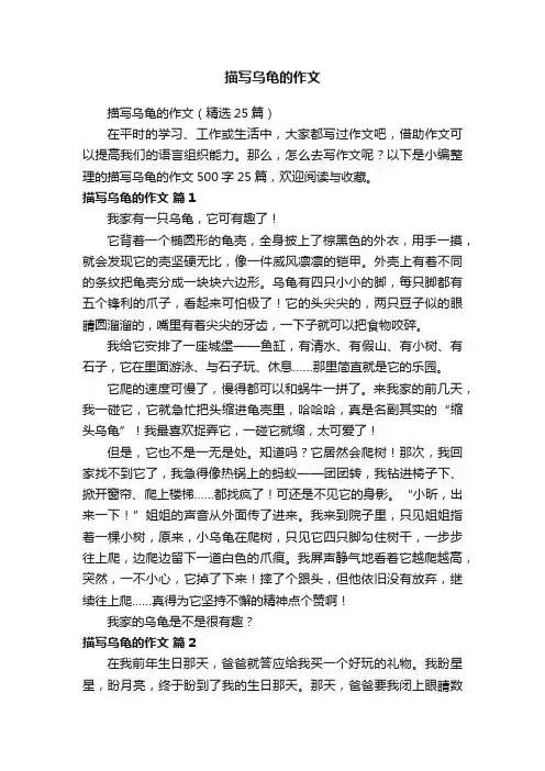描写乌龟的作文（精选25篇）