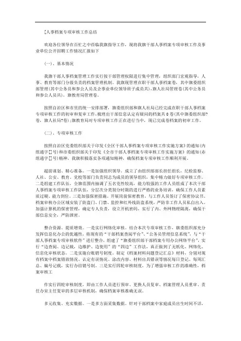 2020年人事档案专项审核工作总结