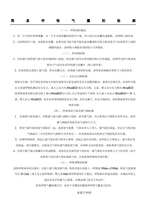 简易呼吸气囊的检测及使用技术经验操作评分标准