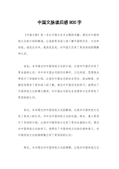 中国文脉读后感800字