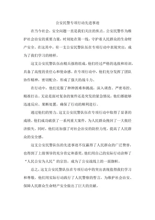 公安民警专项行动先进事迹