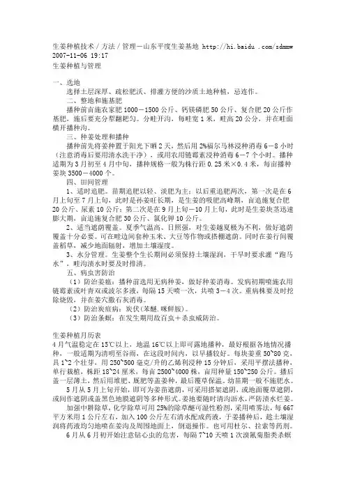 生姜种植技术