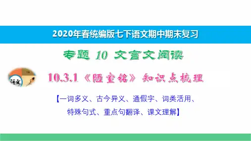 《陋室铭》知识点整理 演示版