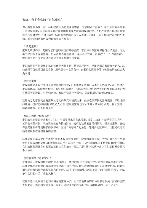 蜜蚁,当零食吃的“自然甜点”
