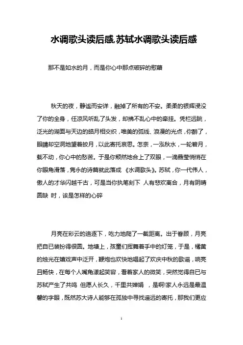 水调歌头读后感,苏轼水调歌头读后感