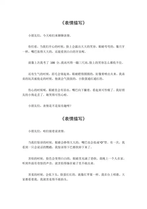 表情描写200字