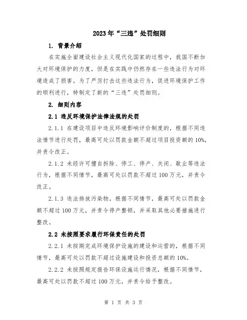 2023年“三违”处罚细则