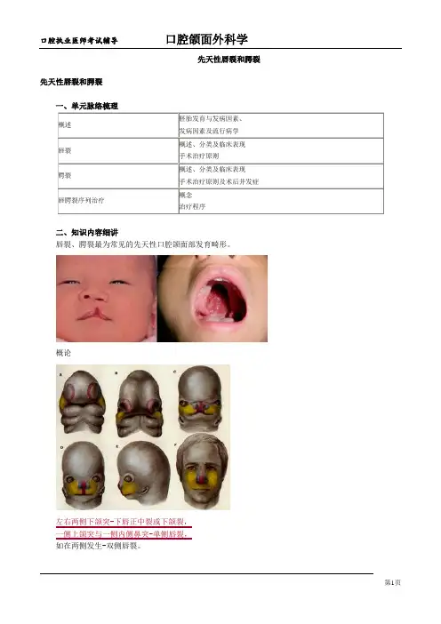 口腔颌面外科学-先天性唇裂和腭裂讲义