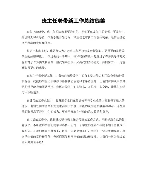 班主任老带新工作总结徒弟