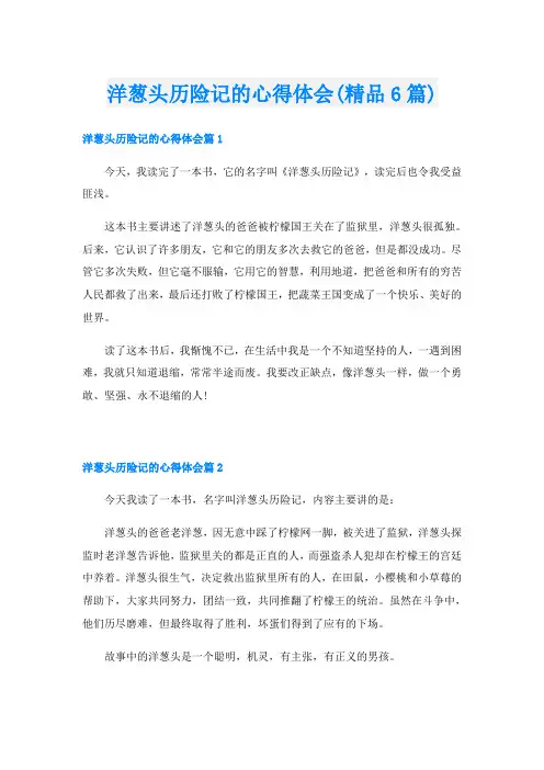 洋葱头历险记的心得体会(精品6篇)