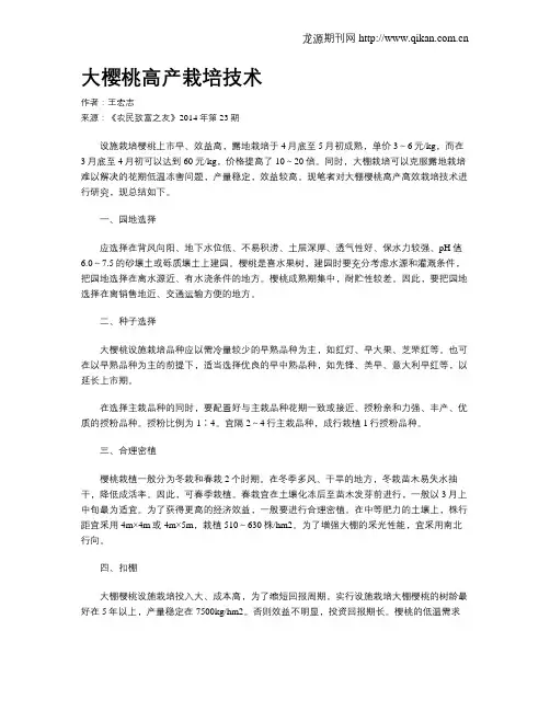 大樱桃高产栽培技术