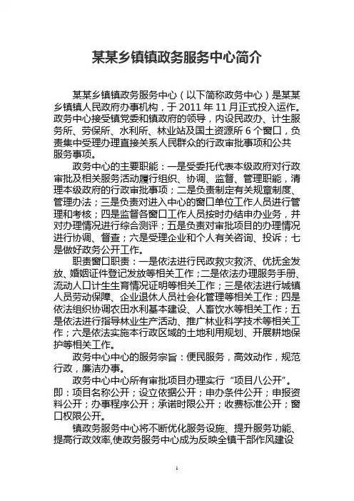 政务服务中心简介