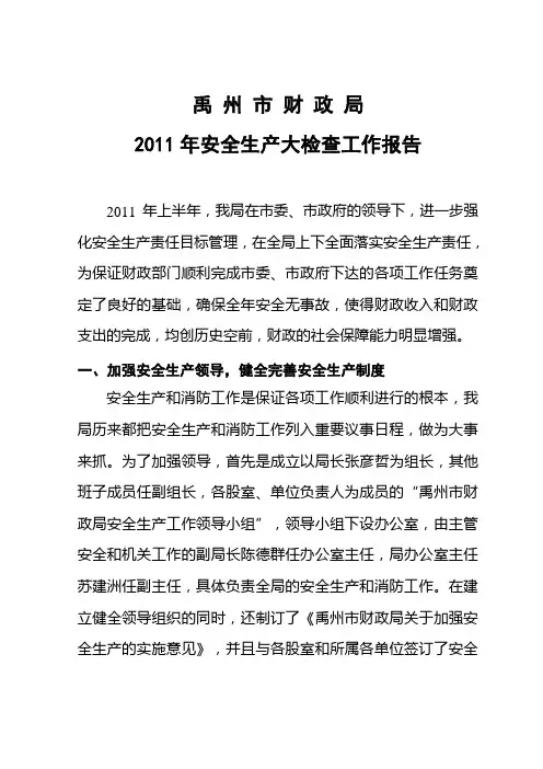 安全生产大检查汇报