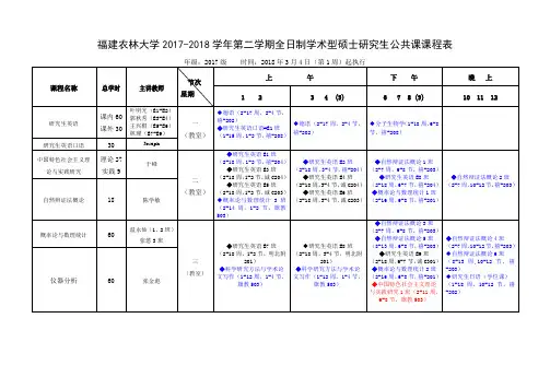 福建农林大学课程表-福建农林大学研究生院