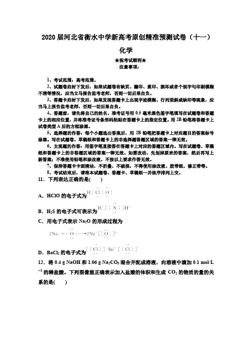 2020届河北省衡水中学新高考原创精准预测试卷(十一)化学
