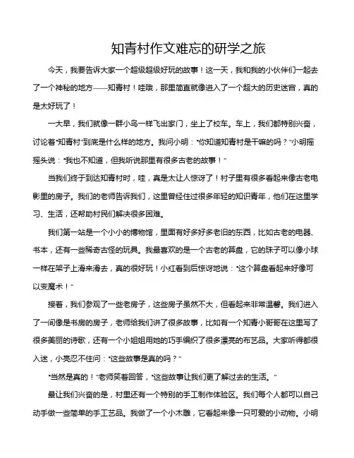 知青村作文难忘的研学之旅