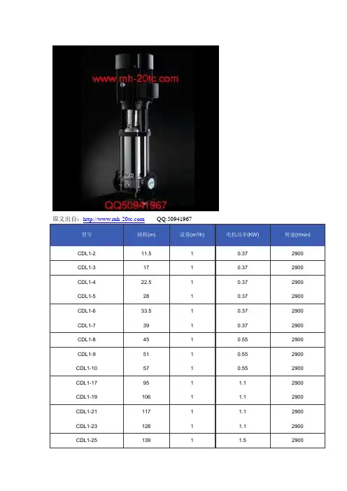 南方水泵CDL,CDLF轻型立式多级离心泵