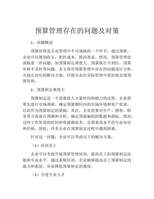 预算管理存在的问题及对策