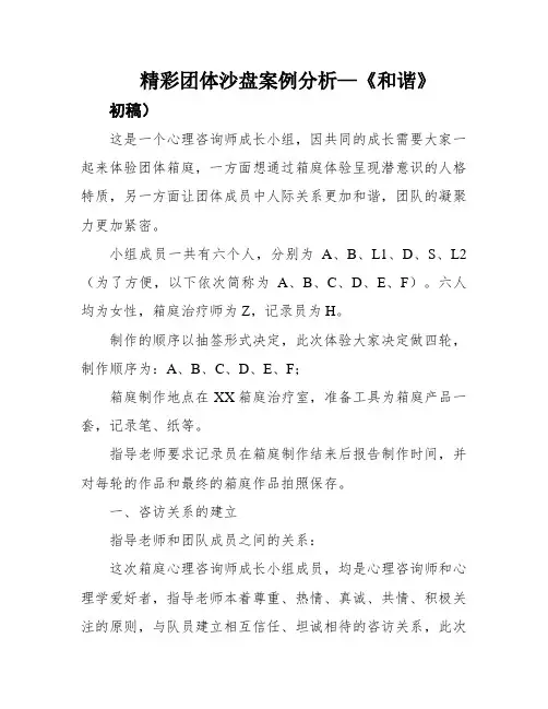 精彩团体沙盘案例分析—《和谐》