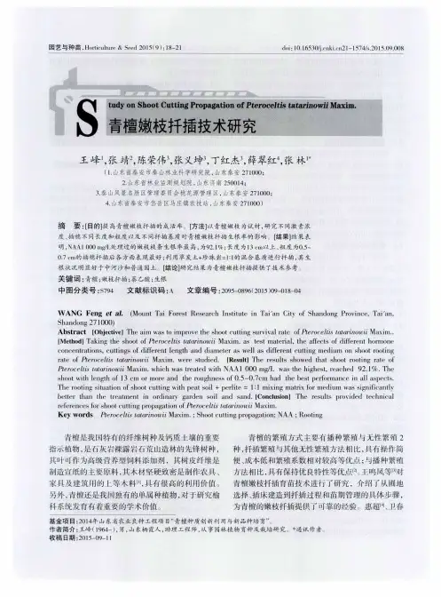 青檀嫩枝扦插技术研究