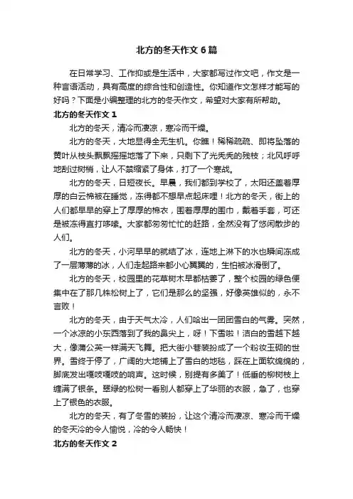 北方的冬天作文6篇