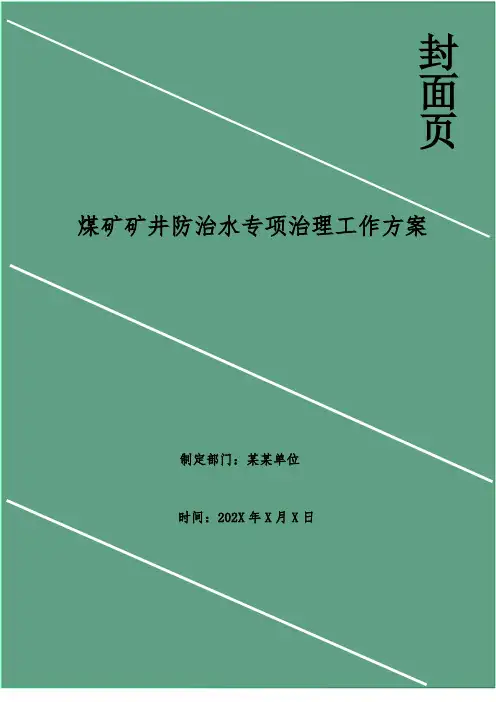 煤矿矿井防治水专项治理工作方案
