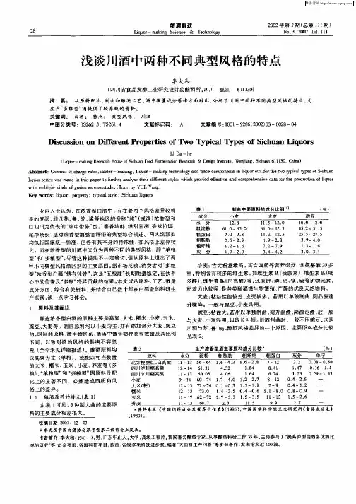 浅谈川酒中两种不同典型风格的特点