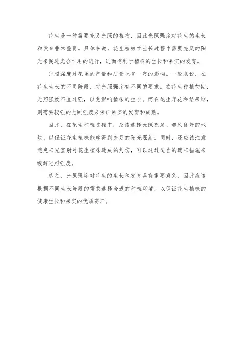 花生种植光照强度的要求