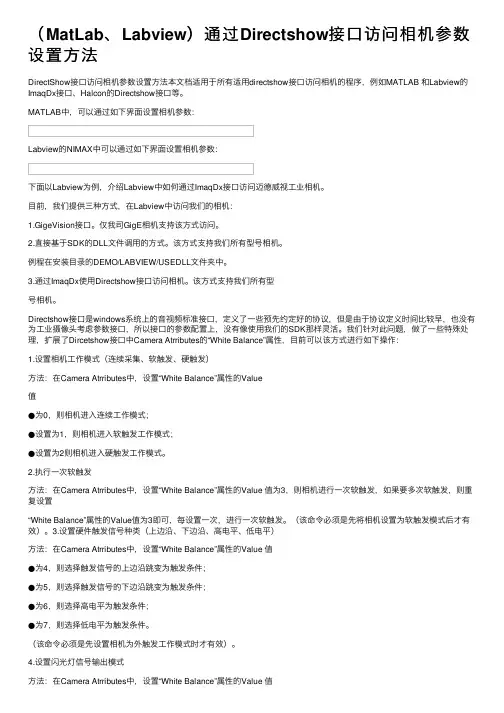 （MatLab、Labview）通过Directshow接口访问相机参数设置方法