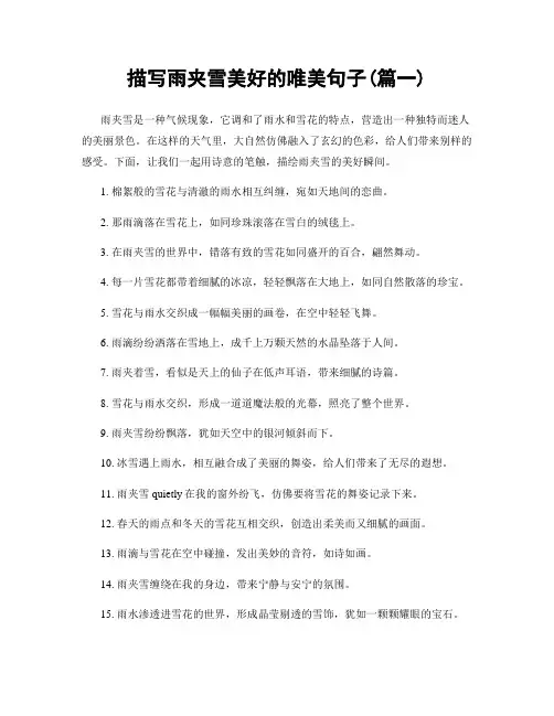 描写雨夹雪美好的唯美句子(精选合集2篇)