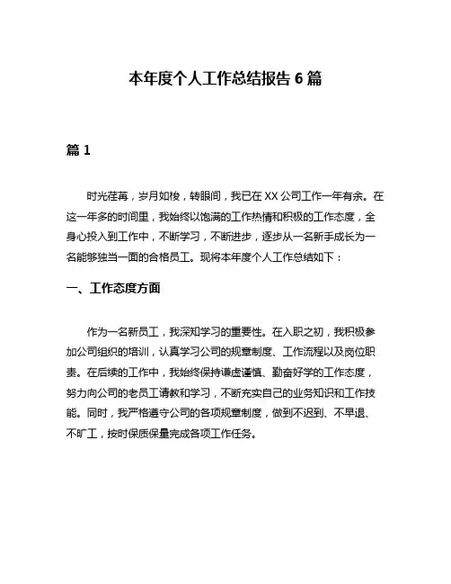 本年度个人工作总结报告6篇