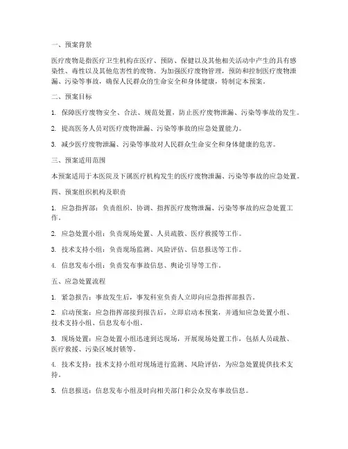 医疗废物应急处置预案及演练方案
