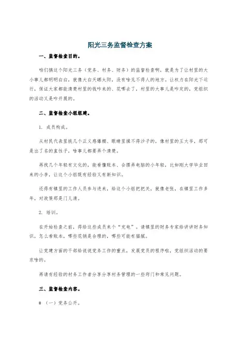阳光三务监督检查方案