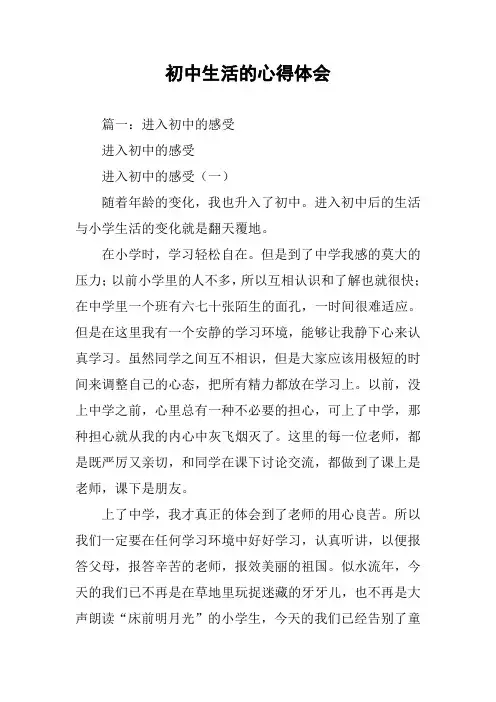 初中生活的心得体会