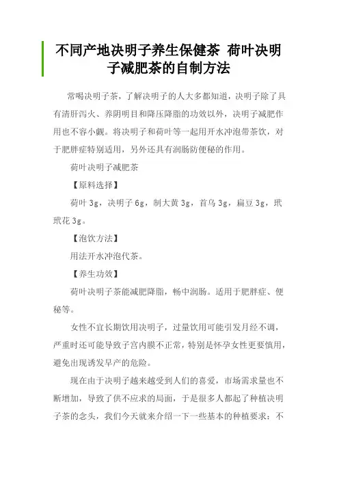 不同产地决明子养生保健茶 荷叶决明子减肥茶的自制方法